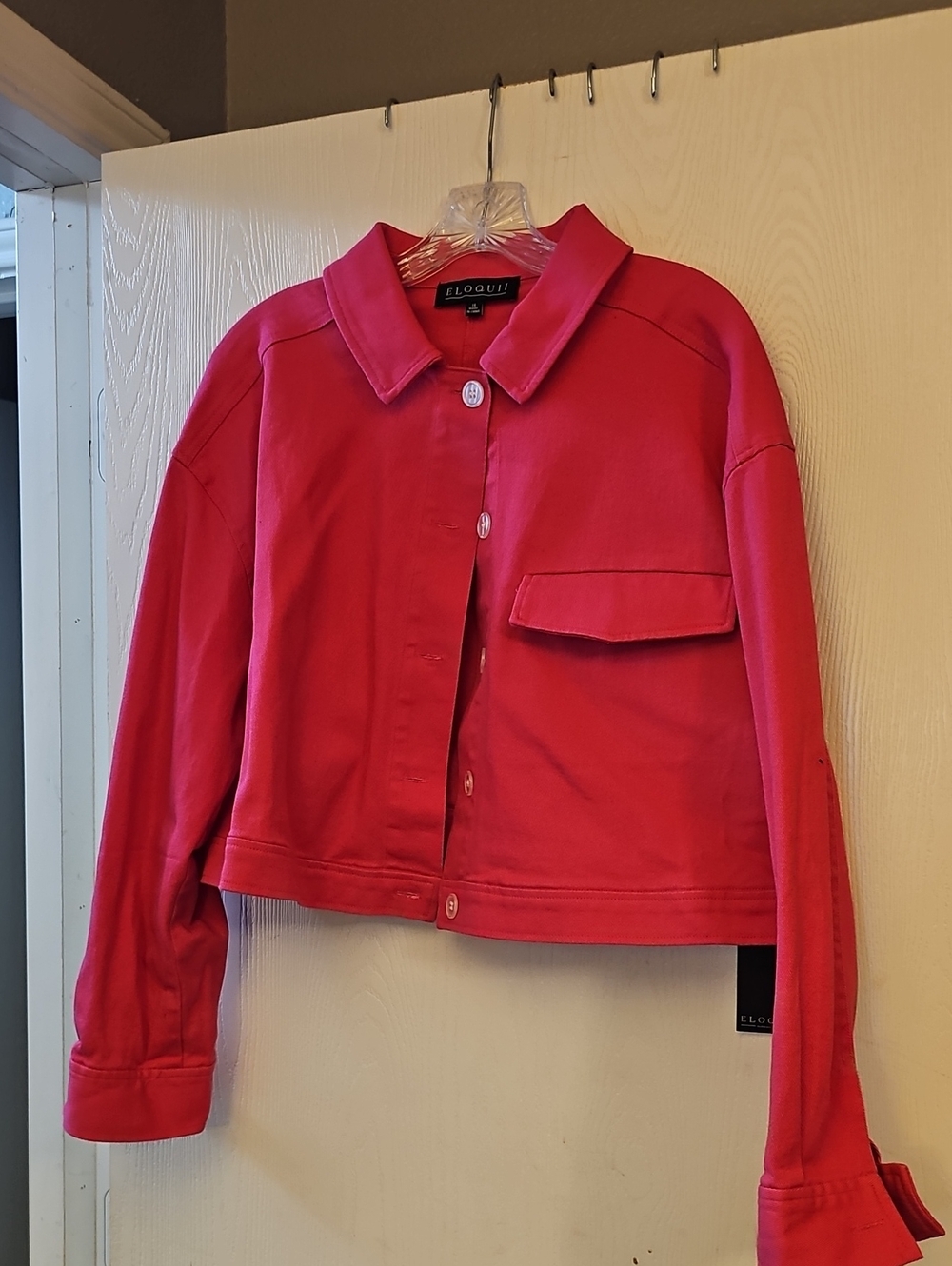 Eloquii Hot Pink Cropped Button-Front Jacket